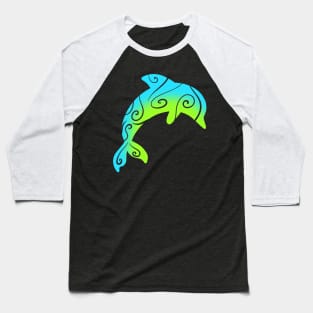 Blue And Green Dolphin Baseball T-Shirt